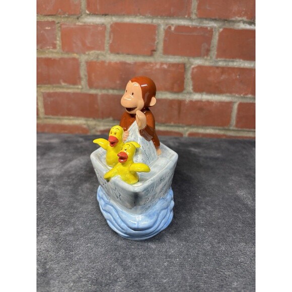 Vintage 90s 1997 Curious George Ceramic Windup Musical Figurine Music Box - Picture 2 of 8